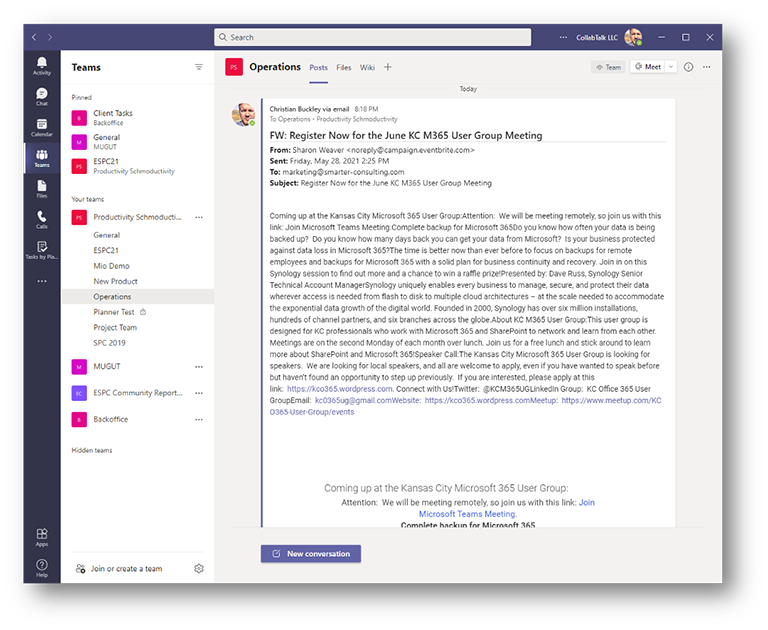 Redirect Email Conversations to Channels